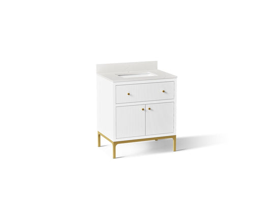 KOHLER K-38008-0 Calpa 30" bathroom vanity cabinet with sink and quartz top - White