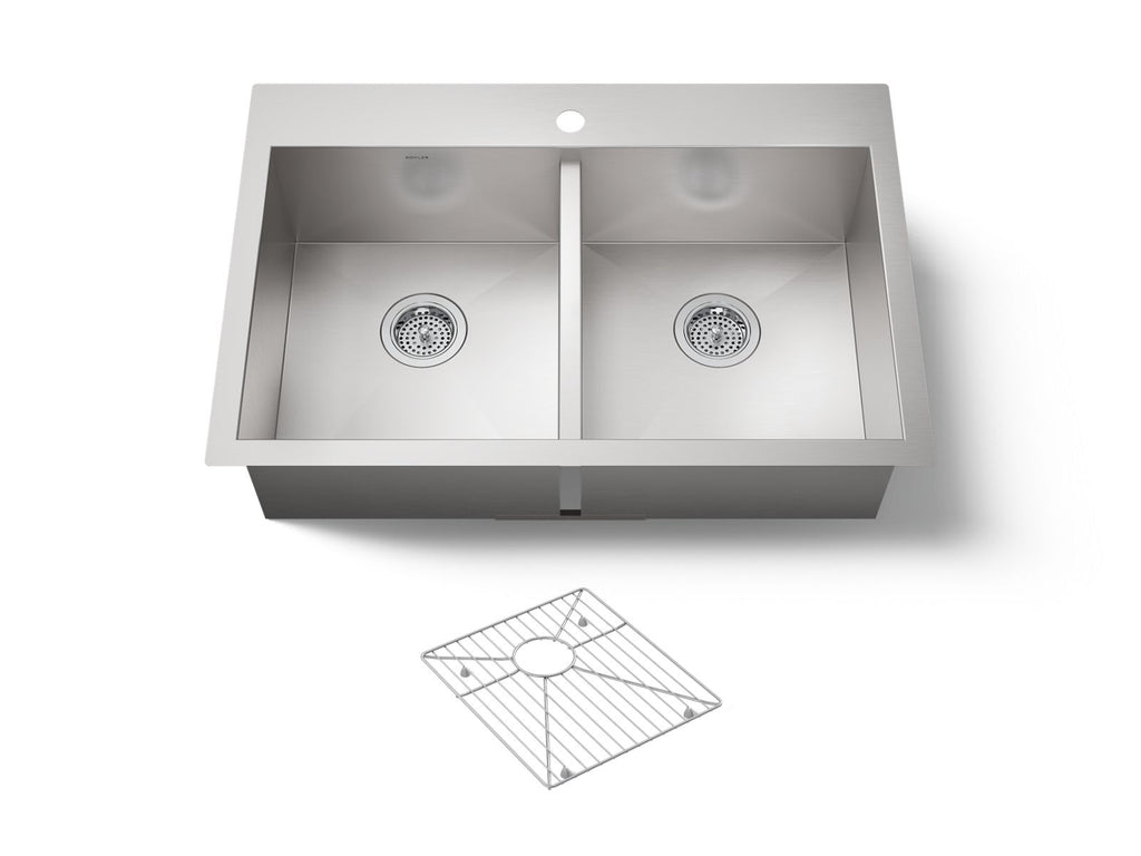 KOHLER K-3820-1-NA Vault 33" Top-/Undermount Double-Bowl Kitchen Sink - Stainless Steel