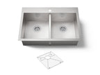 KOHLER K-3820-1-NA Vault 33" Top-/Undermount Double-Bowl Kitchen Sink - Stainless Steel