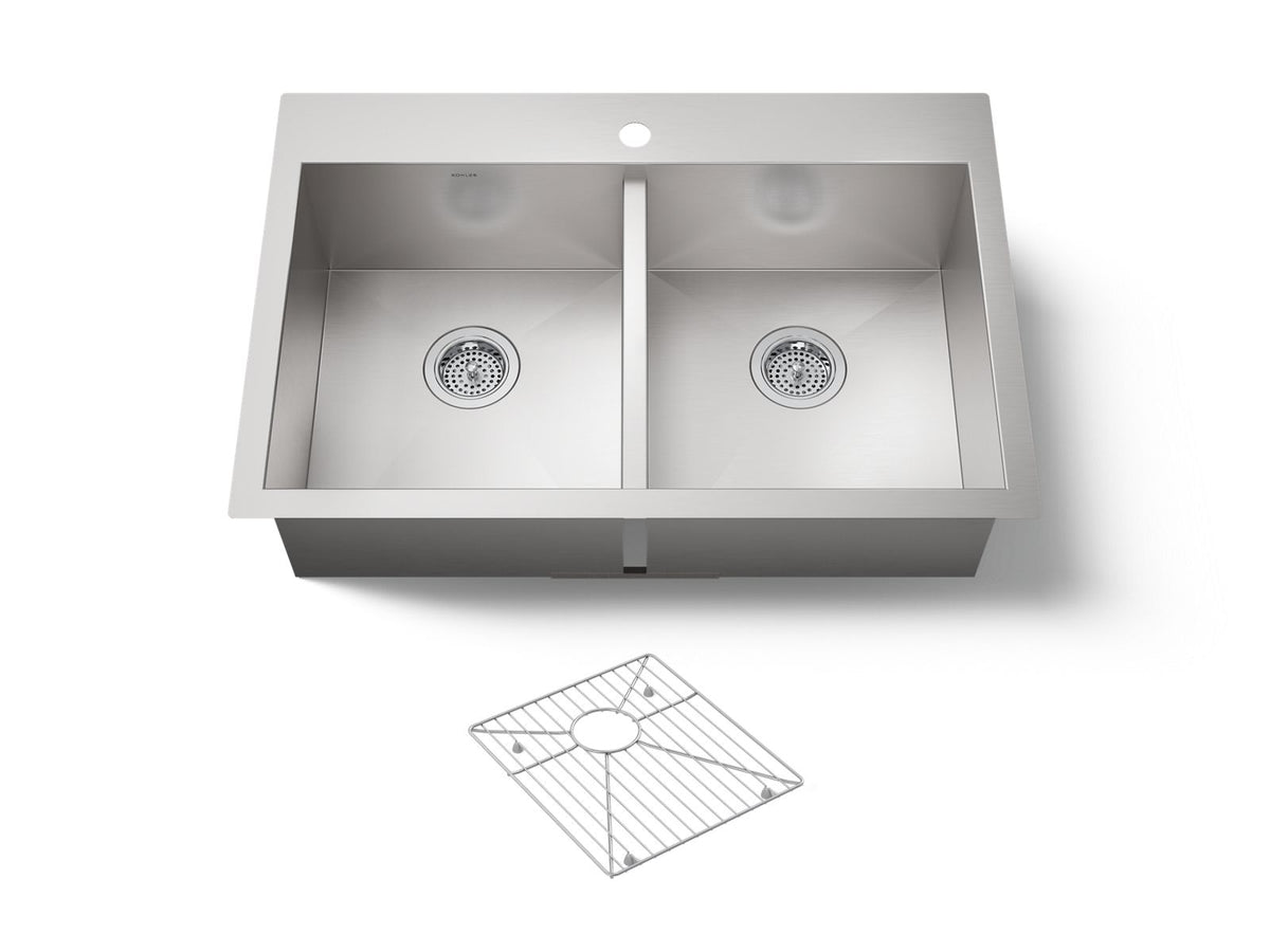 KOHLER K-3820-1-NA Vault 33" Top-/Undermount Double-Bowl Kitchen Sink - Stainless Steel