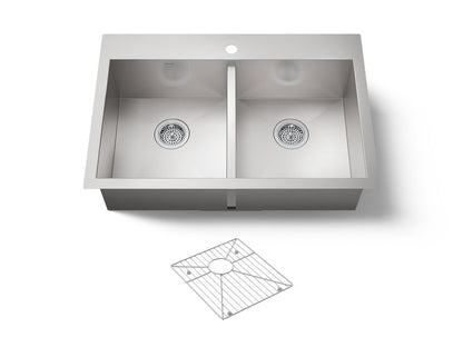 KOHLER K-3820-1-NA Vault 33" top-/undermount double-bowl kitchen sink - Stainless Steel