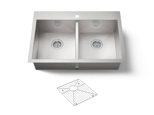 KOHLER K-3820-1-NA Vault 33" top-/undermount double-bowl kitchen sink - Stainless Steel