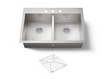 KOHLER K-3820-3-NA Vault 33" Top-/Undermount Double-Bowl Kitchen Sink - Stainless Steel