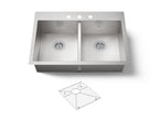 KOHLER K-3820-3-NA Vault 33" Top-/Undermount Double-Bowl Kitchen Sink - Stainless Steel