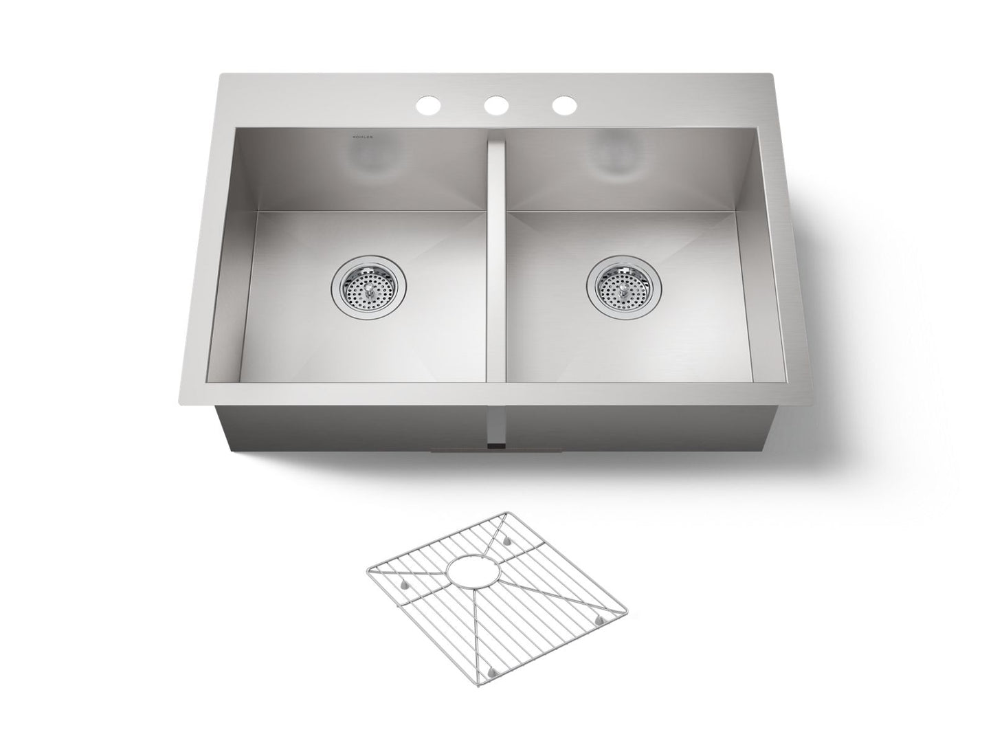 KOHLER K-3820-3-NA Vault 33" top-/undermount double-bowl kitchen sink - Stainless Steel