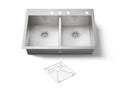 KOHLER K-3820-4-NA Vault 33" Top-/Undermount Double-Bowl Kitchen Sink - Stainless Steel