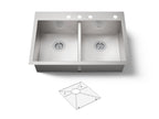 KOHLER K-3820-4-NA Vault 33" Top-/Undermount Double-Bowl Kitchen Sink - Stainless Steel