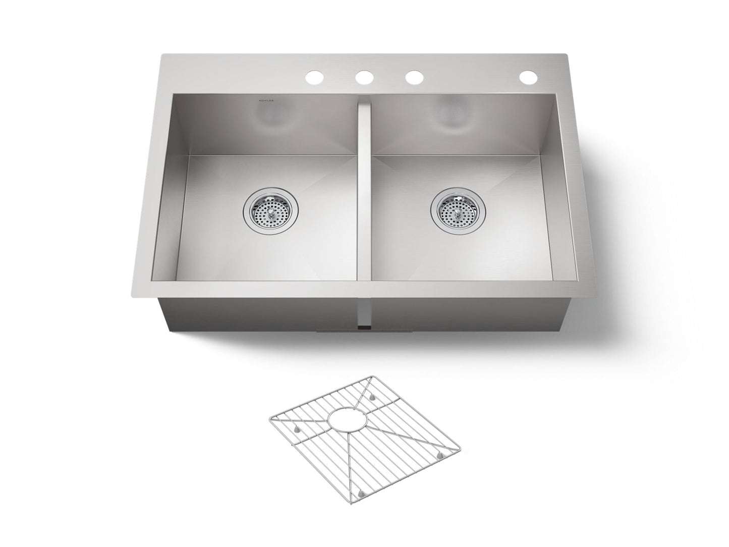 KOHLER K-3820-4-NA Vault 33" top-/undermount double-bowl kitchen sink - Stainless Steel