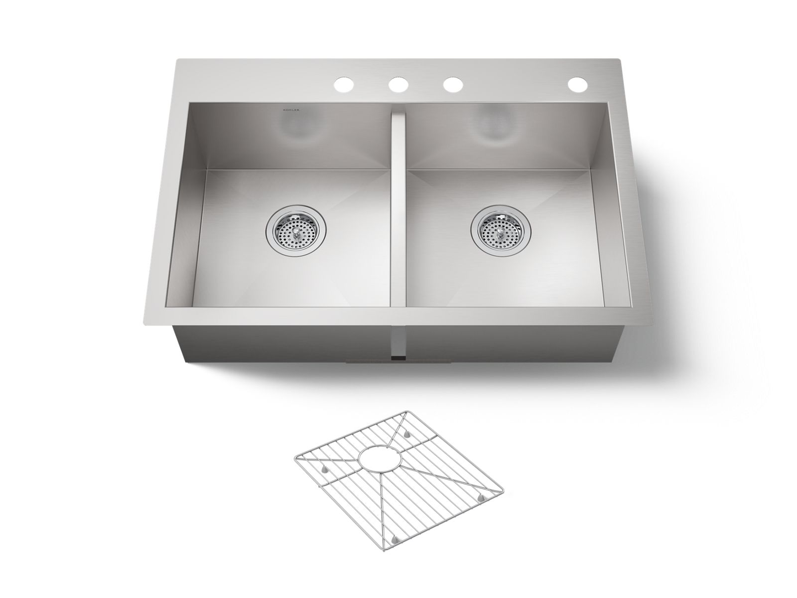 KOHLER K-3820-4-NA Vault 33" Top-/Undermount Double-Bowl Kitchen Sink - Stainless Steel