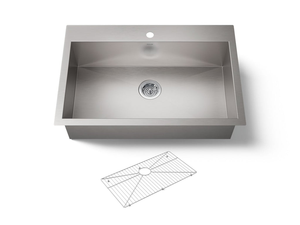 KOHLER K-3821-1-NA Vault 33" Top-/Undermount Single-Bowl Kitchen Sink - Stainless Steel