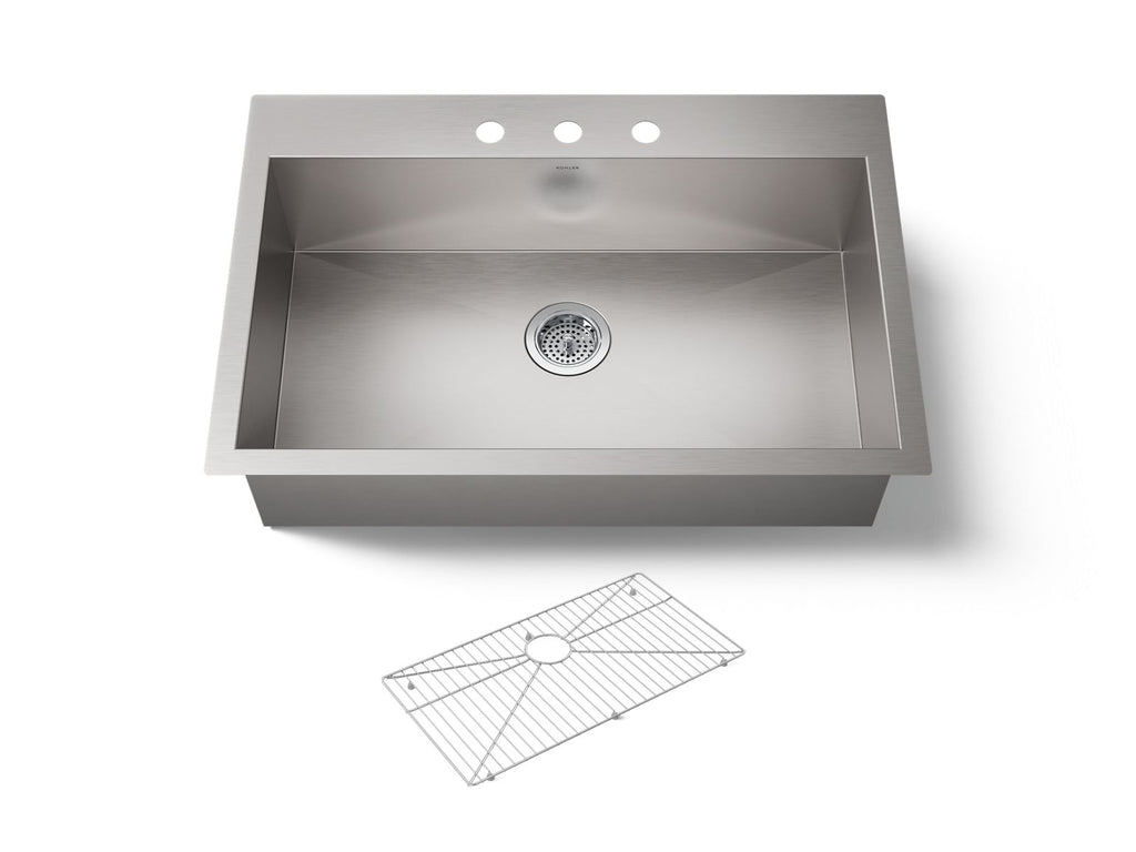KOHLER K-3821-3-NA Vault 33" Top-/Undermount Single-Bowl Kitchen Sink - Stainless Steel
