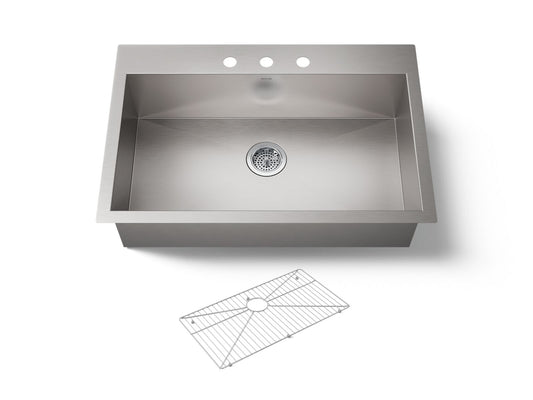 KOHLER K-3821-3-NA Vault 33" top-/undermount single-bowl kitchen sink - Stainless Steel