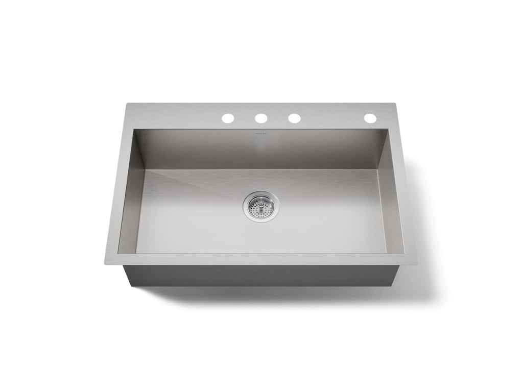 KOHLER K-3821-4-NA Vault 33" Top-/Undermount Single-Bowl Kitchen Sink - Stainless Steel