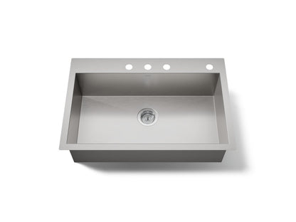 KOHLER K-3821-4-NA Vault 33" top-/undermount single-bowl kitchen sink - Stainless Steel