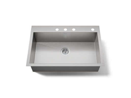 KOHLER K-3821-4-NA Vault 33" top-/undermount single-bowl kitchen sink - Stainless Steel