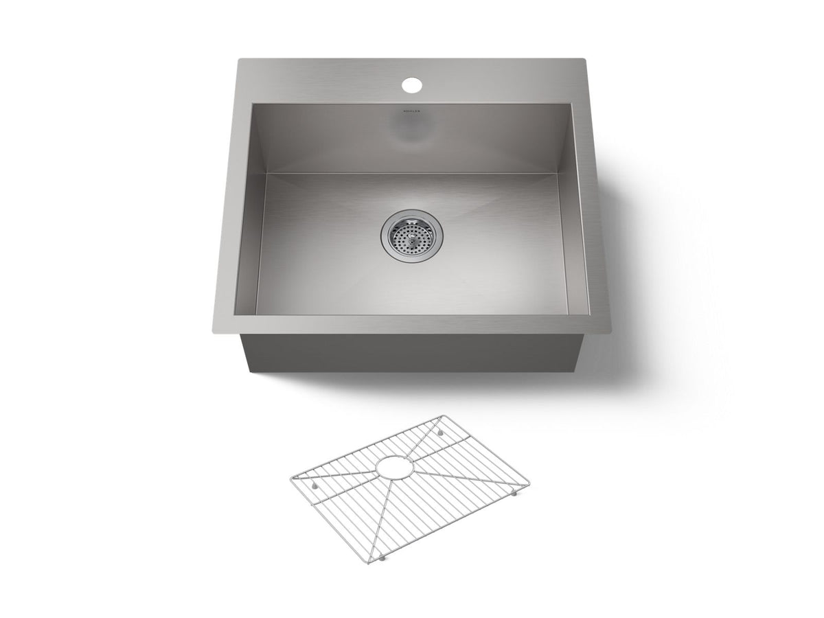KOHLER K-3822-1-NA Vault 25" Top-/Undermount Single-Bowl Kitchen Sink - Stainless Steel