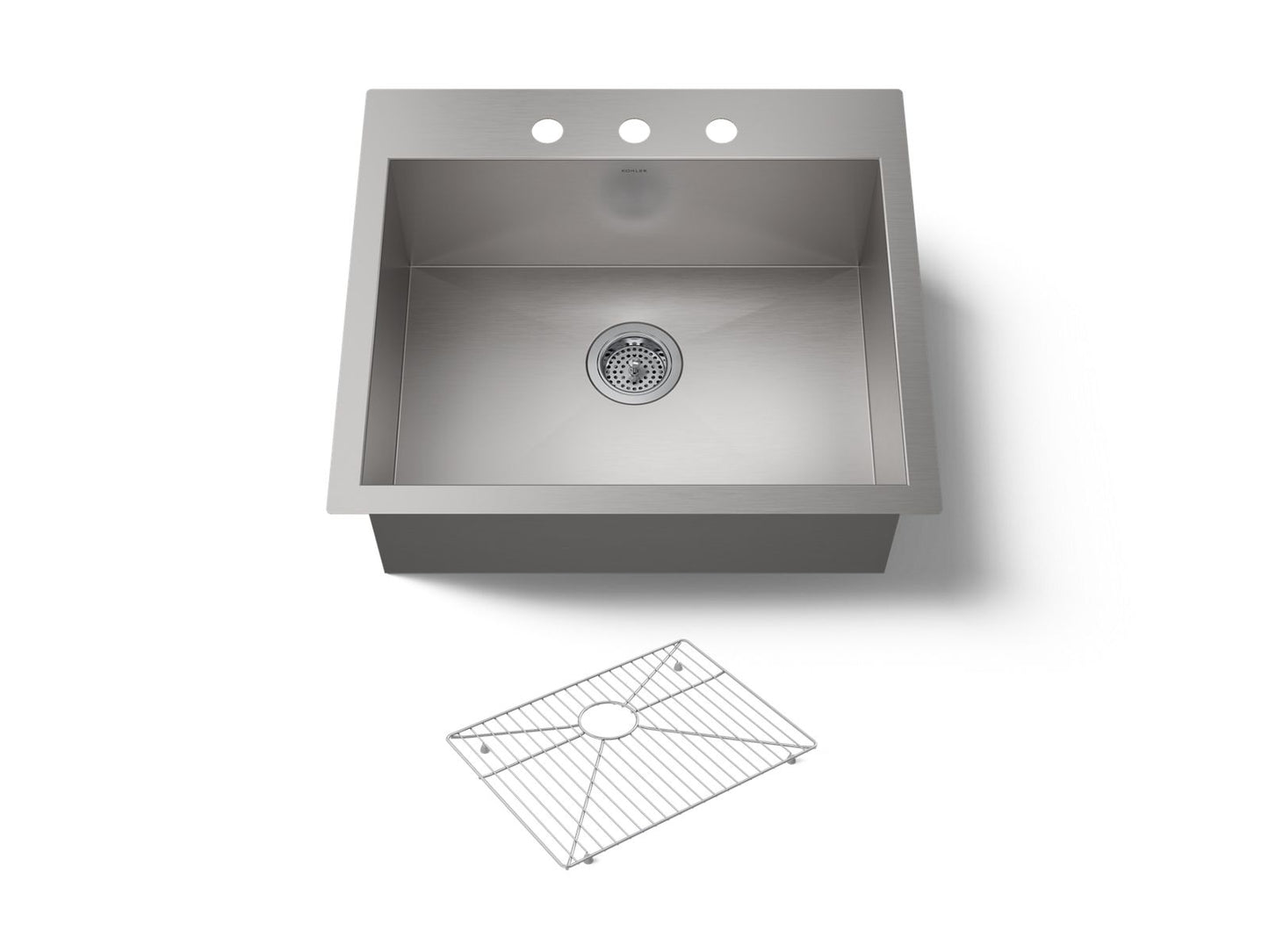 KOHLER K-3822-3-NA Vault 25" top-/undermount single-bowl kitchen sink - Stainless Steel