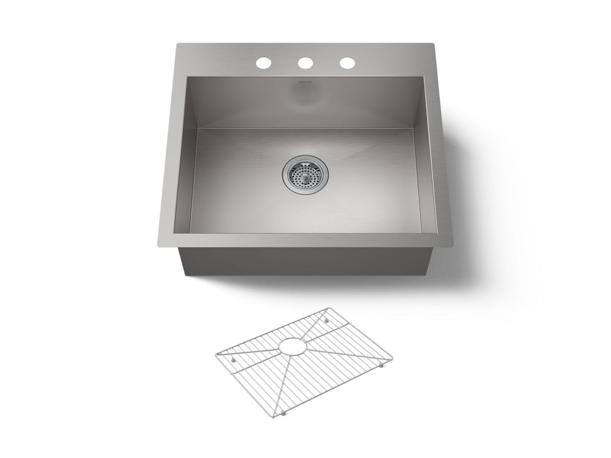 KOHLER K-3822-3-NA Vault 25" Top-/Undermount Single-Bowl Kitchen Sink - Stainless Steel
