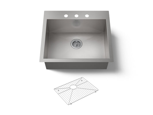 KOHLER K-3822-3-NA Vault 25" top-/undermount single-bowl kitchen sink - Stainless Steel