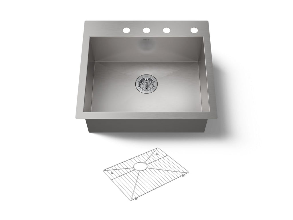 KOHLER K-3822-4-NA Vault 25" Top-/Undermount Single-Bowl Kitchen Sink - Stainless Steel