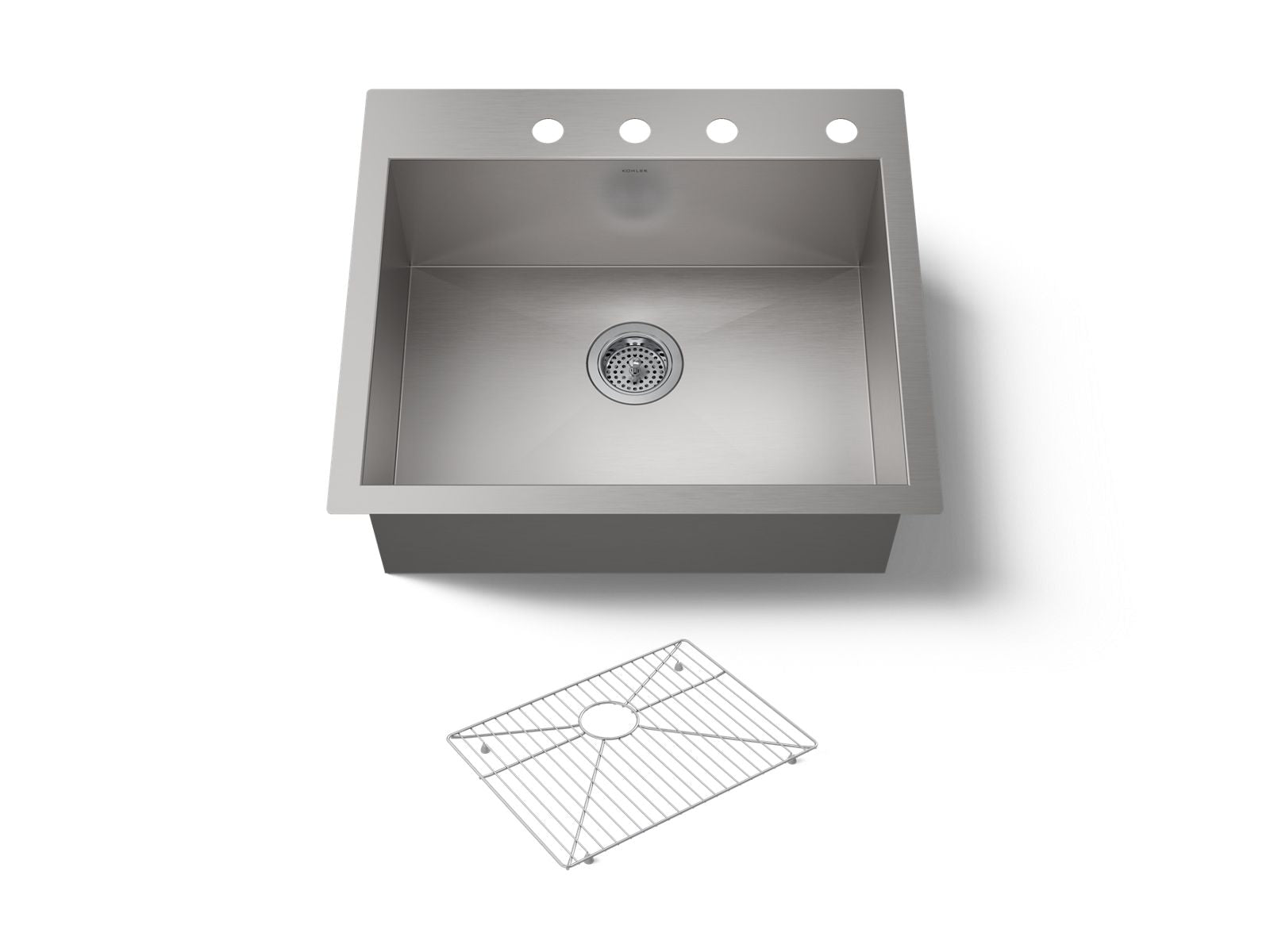 KOHLER K-3822-4-NA Vault 25" Top-/Undermount Single-Bowl Kitchen Sink - Stainless Steel