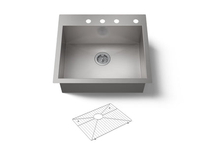 KOHLER K-3822-4-NA Vault 25" top-/undermount single-bowl kitchen sink - Stainless Steel