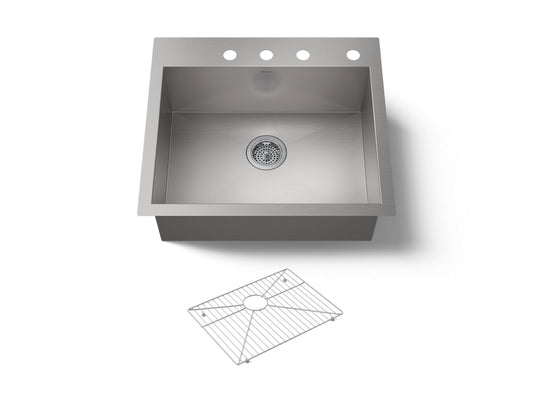 KOHLER K-3822-4-NA Vault 25" top-/undermount single-bowl kitchen sink - Stainless Steel
