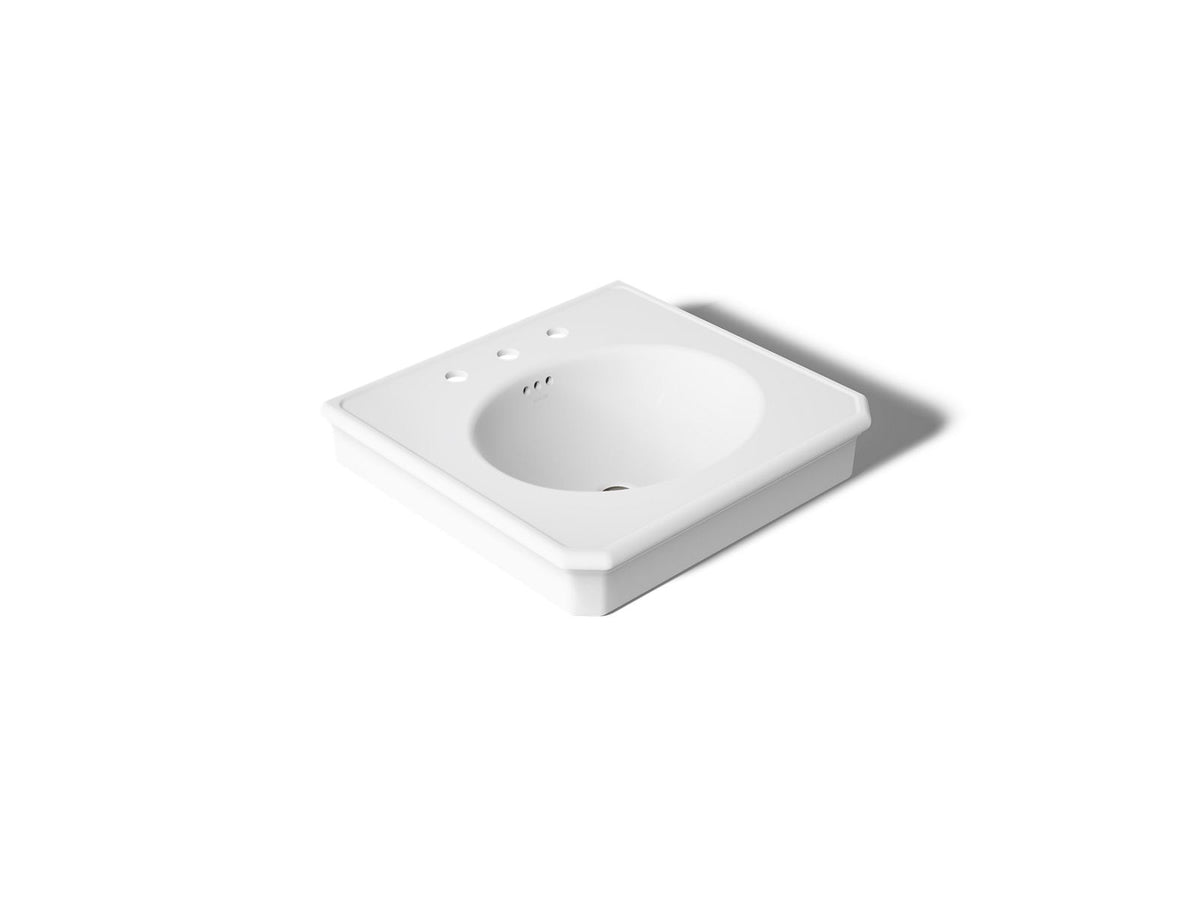 KOHLER K-38224-8-0 Claude By Studio Mcgee 24" Rectangular Pedestal/Console Table Bathroom Sink - White