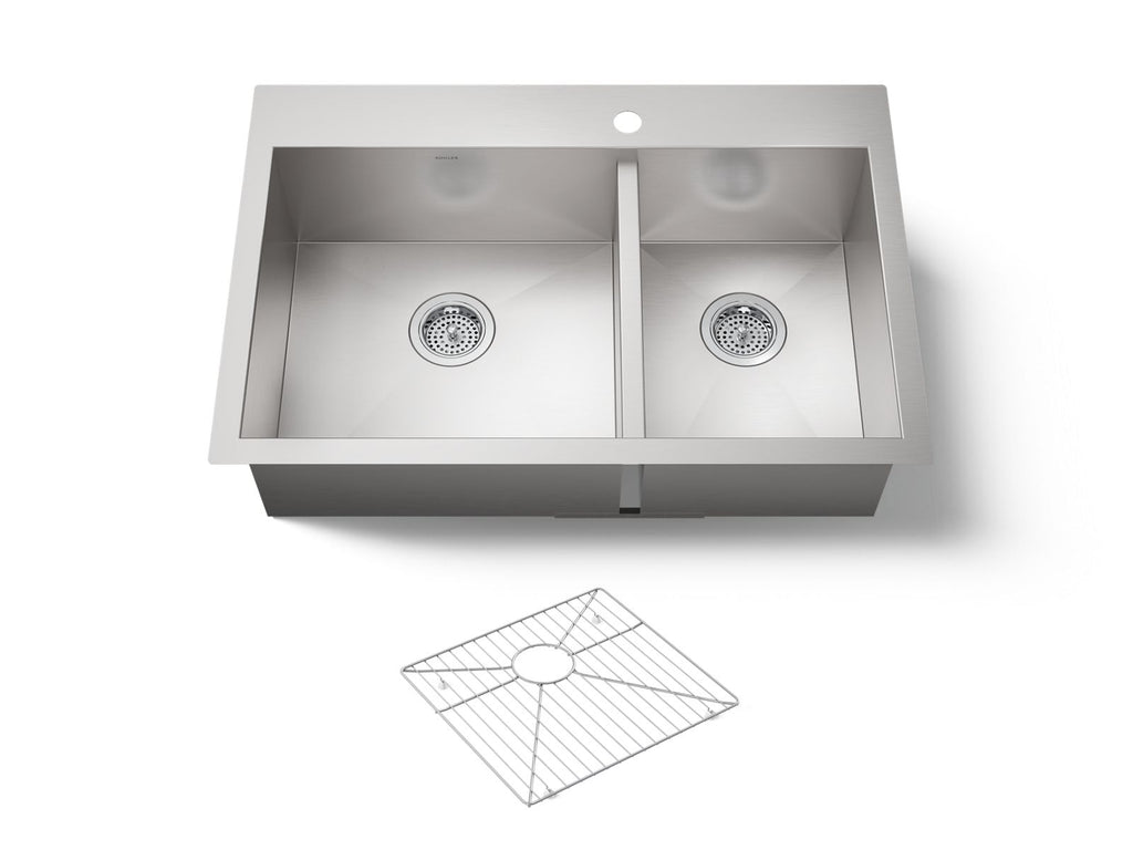 KOHLER K-3823-1-NA Vault 33" Top-/Undermount Double-Bowl Kitchen Sink - Stainless Steel