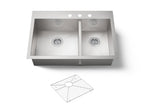 KOHLER K-3823-3-NA Vault 33" Top-/Undermount Double-Bowl Kitchen Sink - Stainless Steel