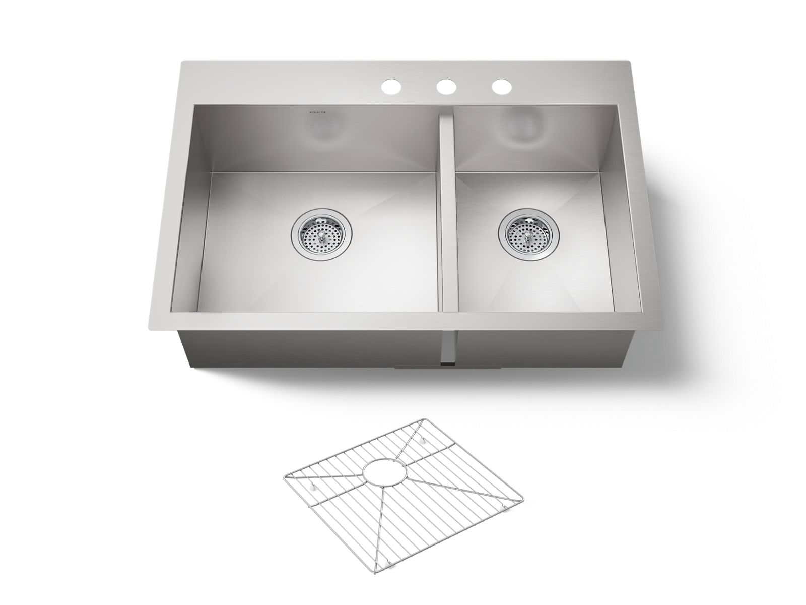 KOHLER K-3823-3-NA Vault 33" Top-/Undermount Double-Bowl Kitchen Sink - Stainless Steel