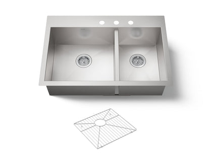 KOHLER K-3823-3-NA Vault 33" top-/undermount double-bowl kitchen sink - Stainless Steel