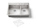 KOHLER K-3823-4-NA Vault 33" Top-/Undermount Double-Bowl Kitchen Sink - Stainless Steel