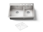 KOHLER K-3823-4-NA Vault 33" Top-/Undermount Double-Bowl Kitchen Sink - Stainless Steel