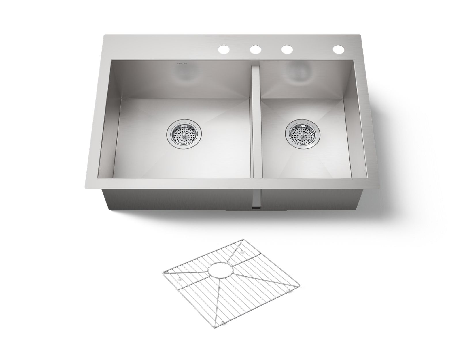 KOHLER K-3823-4-NA Vault 33" Top-/Undermount Double-Bowl Kitchen Sink - Stainless Steel