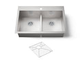 KOHLER K-3838-1-NA Vault Smart Divide 33" Top-/Undermount Double-Bowl Kitchen Sink - Stainless Steel