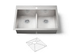 KOHLER K-3838-1-NA Vault Smart Divide 33" Top-/Undermount Double-Bowl Kitchen Sink - Stainless Steel