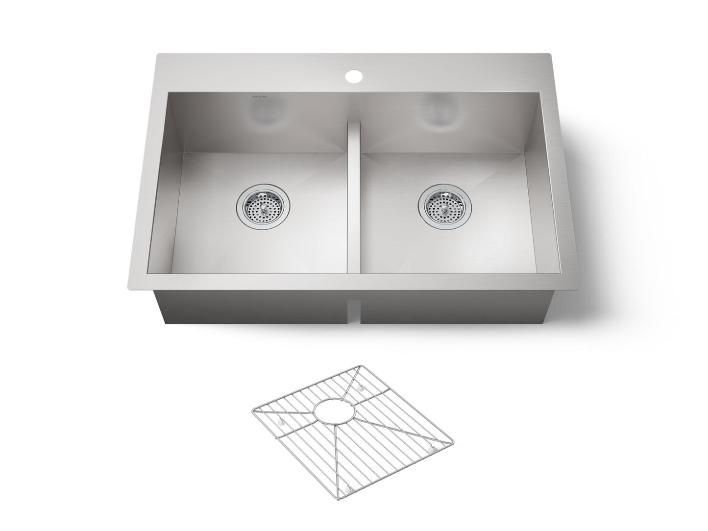 KOHLER K-3838-1-NA Vault Smart Divide 33" top-/undermount double-bowl kitchen sink - Stainless Steel