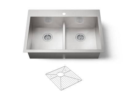 KOHLER K-3838-1-NA Vault Smart Divide 33" top-/undermount double-bowl kitchen sink - Stainless Steel
