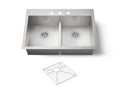 KOHLER K-3838-3-NA Vault Smart Divide 33" Top-/Undermount Double-Bowl Kitchen Sink - Stainless Steel