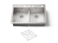 KOHLER K-3838-4-NA Vault Smart Divide 33" Top-/Undermount Double-Bowl Kitchen Sink - Stainless Steel