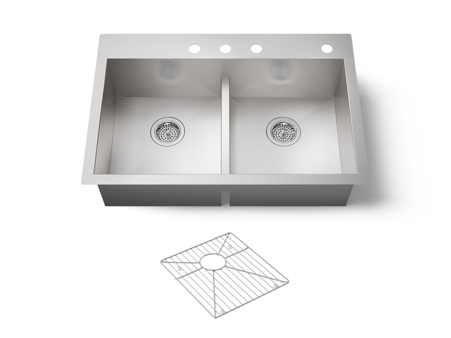 KOHLER K-3838-4-NA Vault Smart Divide 33" top-/undermount double-bowl kitchen sink - Stainless Steel