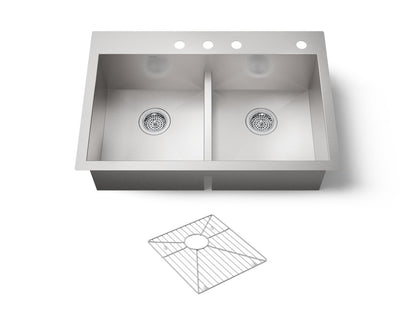 KOHLER K-3838-4-NA Vault Smart Divide 33" top-/undermount double-bowl kitchen sink - Stainless Steel