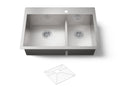 KOHLER K-3839-1-NA Vault Smart Divide 33" Top-/Undermount Double-Bowl Kitchen Sink - Stainless Steel