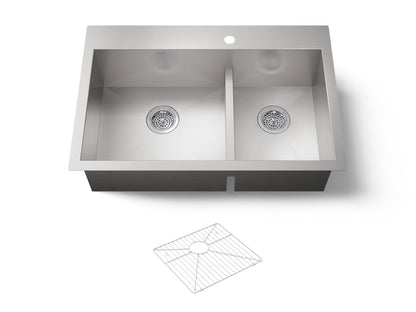 KOHLER K-3839-1-NA Vault Smart Divide 33" top-/undermount double-bowl kitchen sink - Stainless Steel