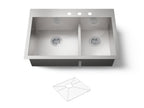 KOHLER K-3839-3-NA Vault Smart Divide 33" Top-/Undermount Double-Bowl Kitchen Sink - Stainless Steel
