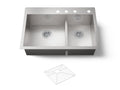 KOHLER K-3839-4-NA Vault Smart Divide 33" Top-/Undermount Double-Bowl Kitchen Sink - Stainless Steel