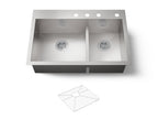 KOHLER K-3839-4-NA Vault Smart Divide 33" Top-/Undermount Double-Bowl Kitchen Sink - Stainless Steel