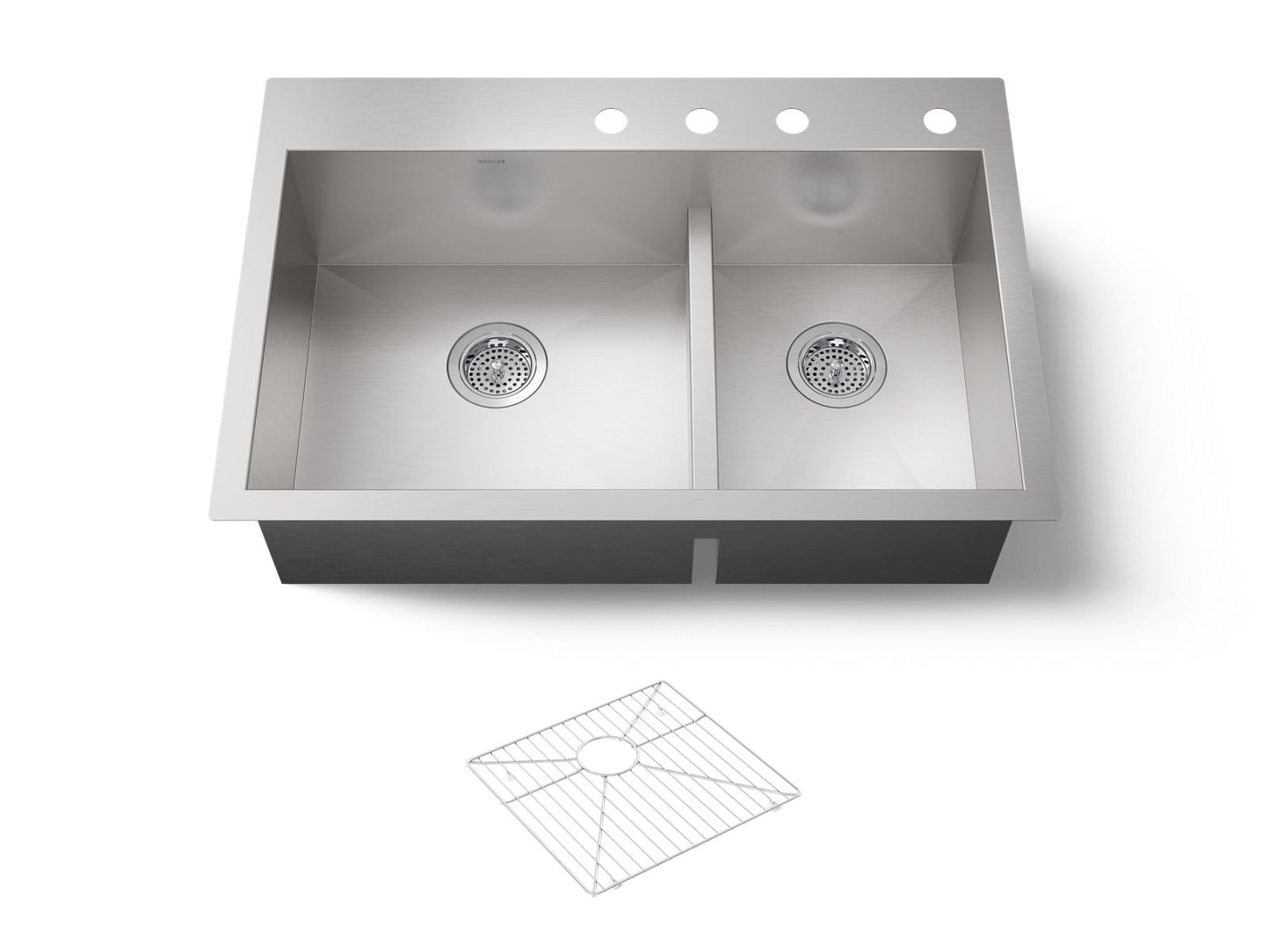 KOHLER K-3839-4-NA Vault Smart Divide 33" top-/undermount double-bowl kitchen sink - Stainless Steel