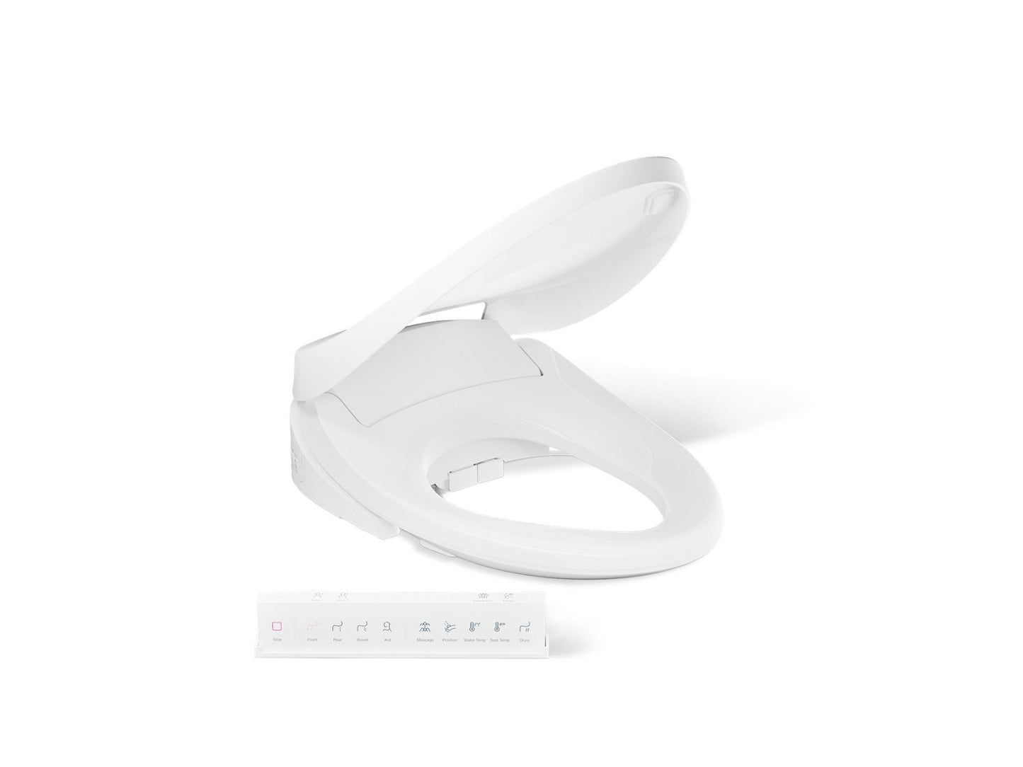 KOHLER PureWash E860 Dual-Wand Elongated bidet toilet seat with remote control in White - K-38392-0